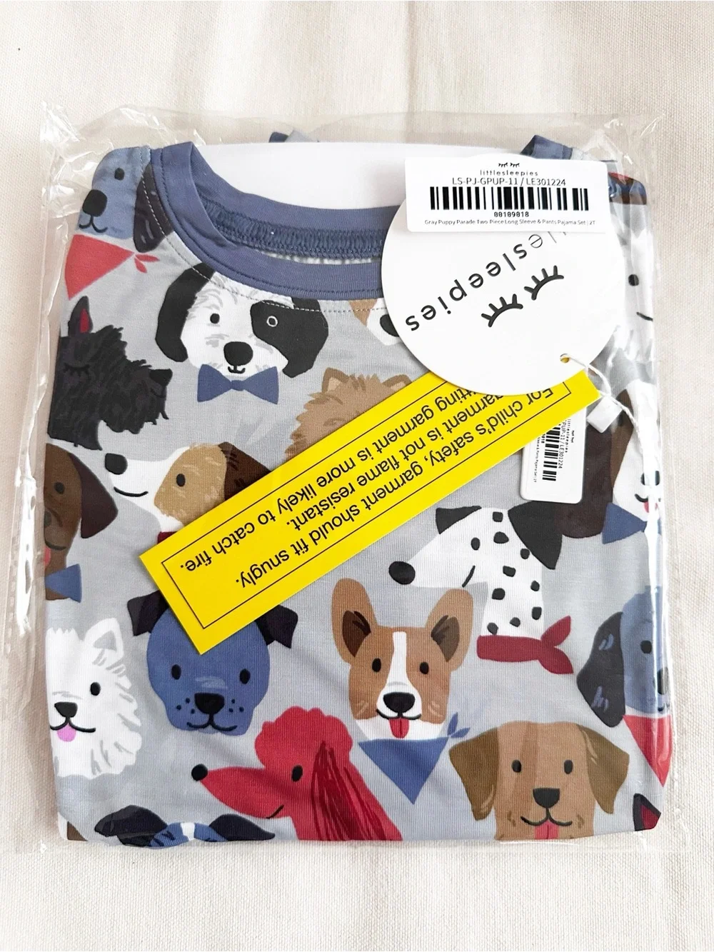Little Sleepies Gray Puppy Parade 2-piece Long Sleeve PJ Set 2T